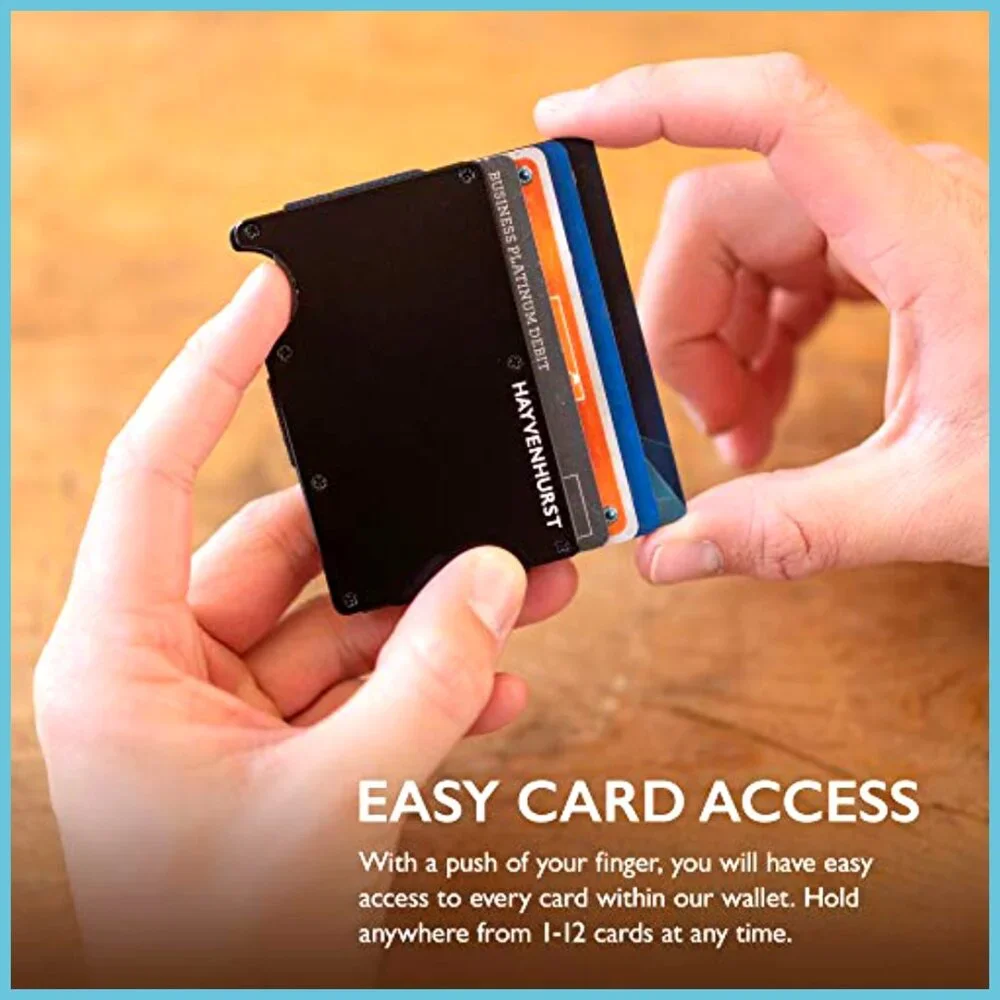 Slim RFID Blocking Aluminum Card Case with Money Clip Holds 12 Cards